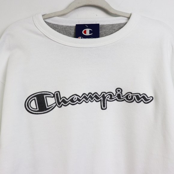 NWT Champion Powerblend Fleece Crew White Grey L - Picture 7 of 9